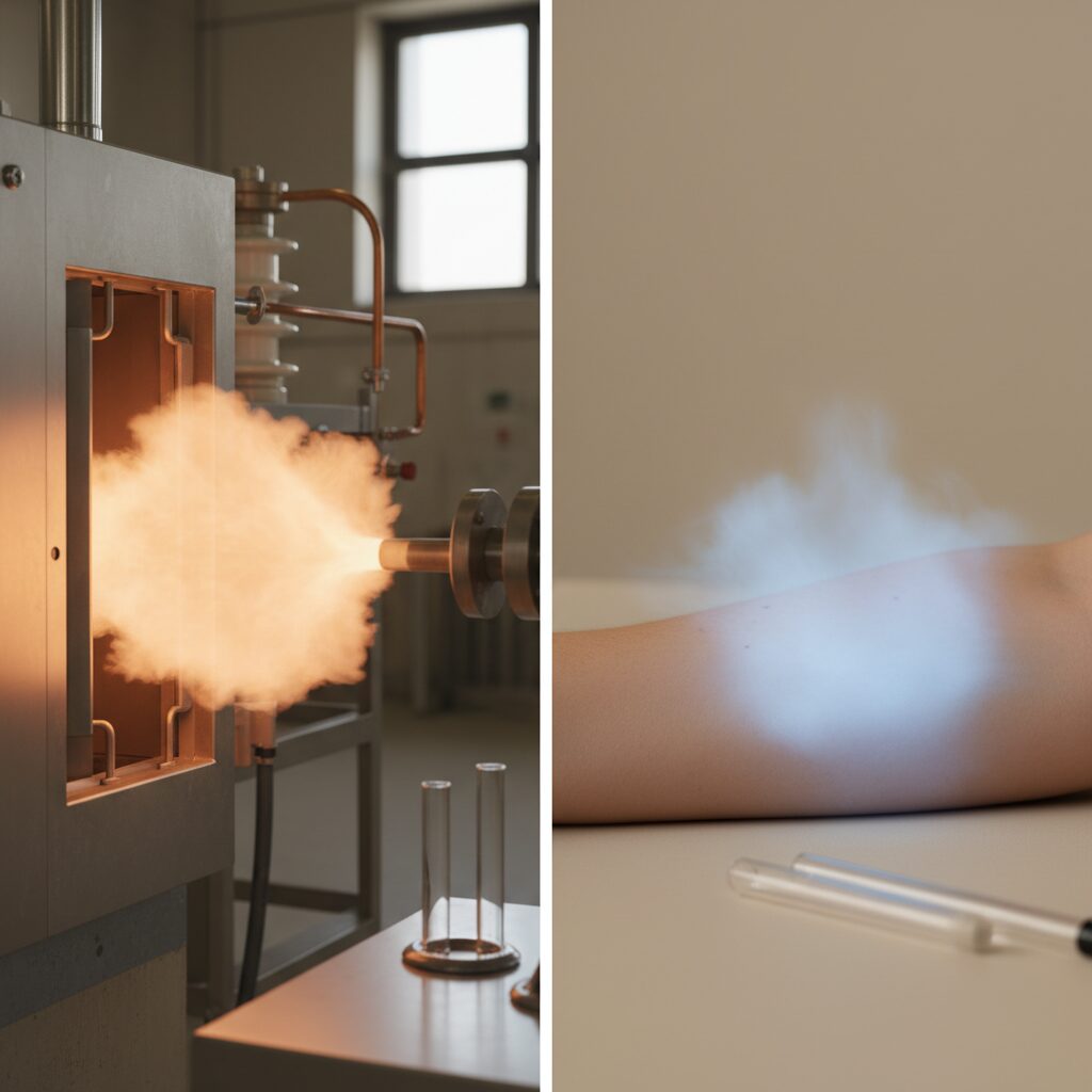 Grafik, die den Temperatur- und Energiewert von Kaltplasma im Vergleich zu Heißplasma darstellt
